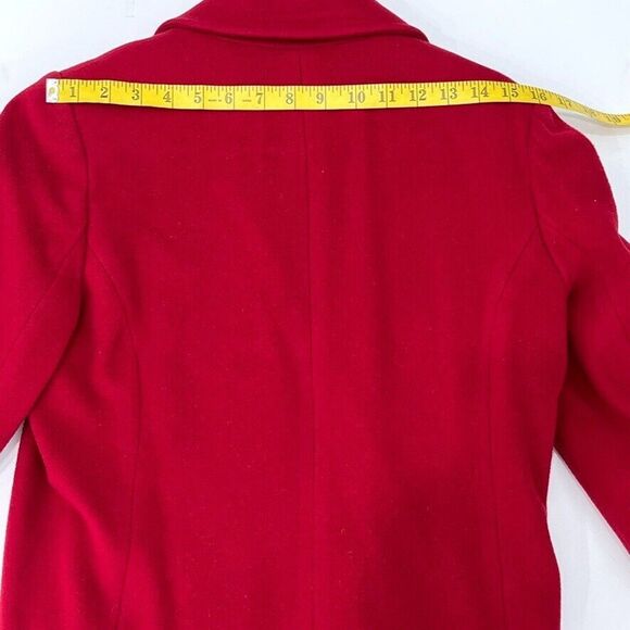 L.L. Bean Red Wool Coat Womens Size 4 Button Front Winter Classic Jacket - Picture 11 of 12